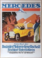 Poster Plakat - Mercedes-Benz 1920 - Reprint 1970er Jahre - Original Vintage