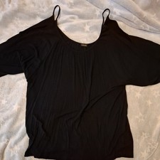 Shirt Damen Lascana uni schwarz XL Cold Shoulder TShirt