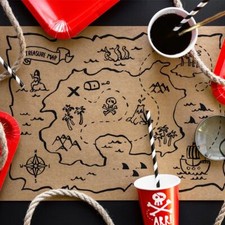 Piraten Platz-Sets 40 x 30 cm Schatzkarte Party-Deko Kindergeburtstag 6 Stück