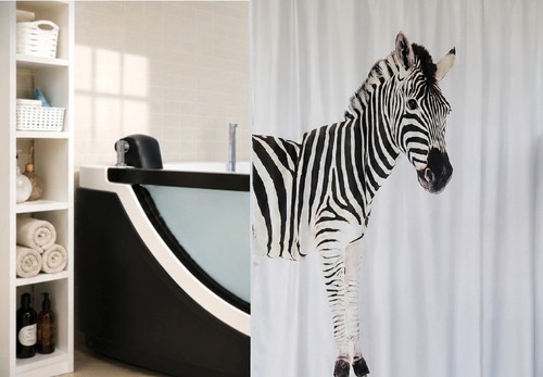 Zebra black duschvorhang - zebra,