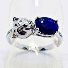 Saphir Cubic Zirkonia Ring PANTHER 925 Silber 585 Weißgold vergoldet 18,1 mm