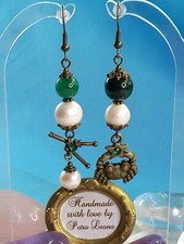 Ohrringe SMARAGDQUARZ + PERLE Geburtsstein JUNI Sternzeichen Bild KREBS Schmuck