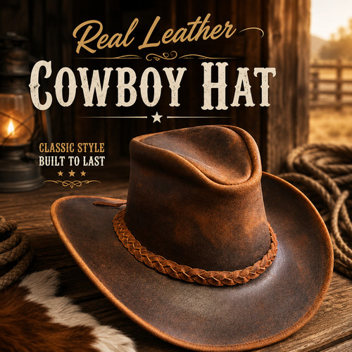100 echtleder cowboyhut braun - 100%,
