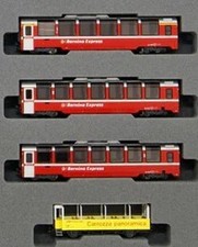 Kato 101656 Spur N 4er Set Personenwagen RhB/Bernina Express, Ep.V-VI