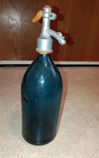 Sodasiphon Siphonflasche Blau antik vintage alt Glassiphon Soda Original Rar