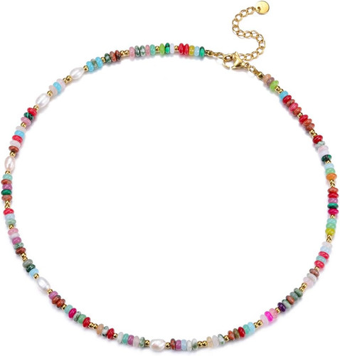Bunte perlenkette damen 4mm - perlenkette,