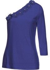 Shirt mit Verzierung ohne Ärmel Gr. 32/34 Royalblau Damenshirt Bluse Tunika Neu*