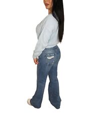 PUSH UP BOOTCUT Damen Jeans Hose High Waist ausgestelltes Bein Schlaghose