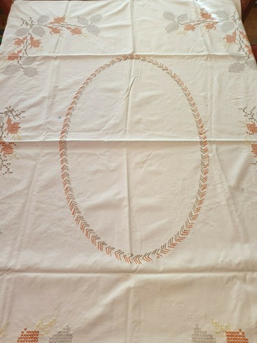 Tischdecke kreuzstich orange - tischdecke,