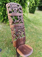 Handgeschnitzter Afrikanischer Stuhl Steckstuhl Geburtenstuhl Trivialstuhl 1960