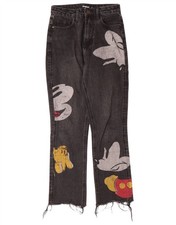 DESIGUAL Damen Mickey Mouse Graphic Straight Jeans EU 34 XS W24 L27 Schwarz TJ13