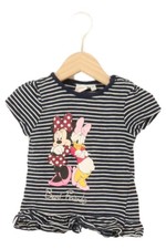 DISNEY Kinder T-Shirt Gr. 74 Blau Gestreift Minnie Maus Daisy Duck Rüschen