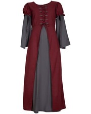 Mytholon Loreley Kleid Baumwolle Bordeaux/Grau XL Larp Mittelalter #14411
