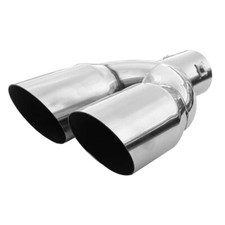 Edelstahl Auspuffblende Endrohr Endstücke Chrom Doppel Universal 38mm bis 50mm