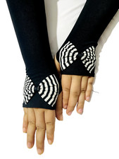 Damen Lang Handstulpen Fingerlos Handschuhen, Einzigartiges Handmade Armstulpen.