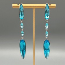 Lange Ohrringe mit Swarovski® Kristall in Hellem Türkis Damen Geschenk Neu
