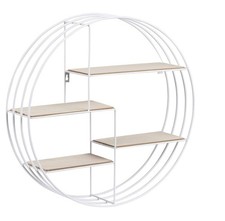 Rundes Wandregal aus Metall Weiß mit 4 Ablagen, Kleine Wanddeko, Weißes