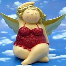 dicker Schutzengel Pummelfee Molly Engel Guardian Angel Rubensfigur ROT sitz ❤