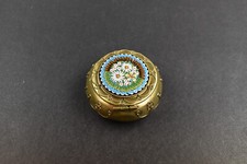 antike Dose, Pillendose mit feiner millefiori Mosaik Arbeit, Jugendstil um 1900
