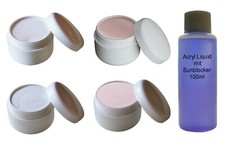 4x 20g Acryl Pulver Klar Weiß