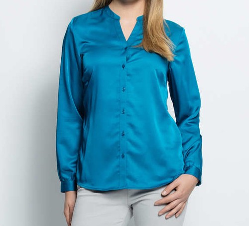 Bluse blau damen satinbluse - blau, 48