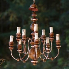 Luster Hängelampe golden Holz