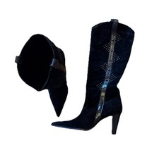 Damen Stiefel  Brunella Stiefeletten 36/37 Wildleder schwarz Block Absatz Schuhe