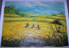 Reisfeld GEMÄLDE Frauen Ernte