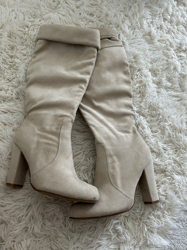 Overknee stiefel creme beige - overknee,