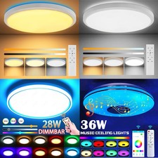 LED RGB Deckenlampe Dimmbar mit Bluetooth Musik Lautsprecher App Fernbedienung