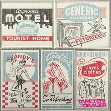 EUR 3,75/qm / Retro Tapete / Küchentapete Diner Vliestapete Küche Türkis 142497