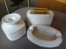 Vintage Raucherset Rauchergarnitur 3 tlg. Edelstein Porzellan 