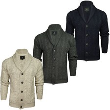 Xact Herren Strickjacke mit Zopfmuster, Schalkragen und Knopfleiste