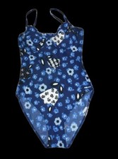 SOLAR * 34  36  S * Damen Badeanzug Einteiler,florales Design,schwarz weiss blau