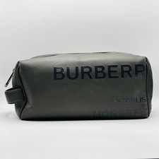 Burberry Kosmetiktasche Kulturbeutel Pouch grün groß Horseferry Herren Damen TOP