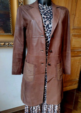 Heine Damen Ledermantel 36-38 echt Leder superleicht! Blazer-Mantel Cognac Braun