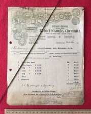 Billard Fabrik Robert Krauße Chemnitz 1925 Kegel Rechnung Kegeln Kugel Sport 976