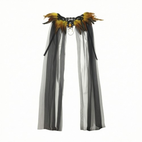 Feder cape mit spitzenkragen - feder-cape,