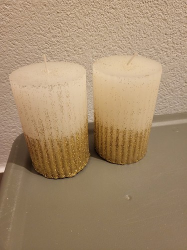 Glitzer kerzen gold - 2x,