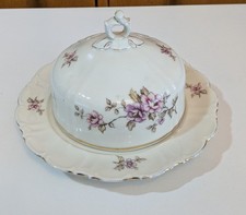 Alte Butterdose von Hutschenreuther Hohenberg mit Golddekor