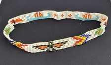 Vintage Glasperlen Seeds Indianer Schmuck elastisches Stirnband Ethno Rocailles