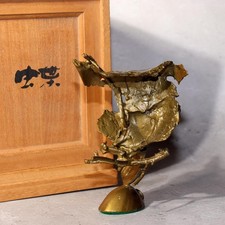 Japanische Bronzeskulptur Schmetterling von Ryokichi Mukai signiert mit Box...