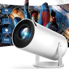 Mini Beamer Projektor 4K LCD WiFi6 Bluetooth Android TV Tragbar Heimkino Audio