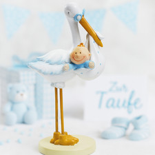 Dekofigur Storch mit Baby