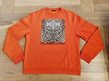 Cavalli Class Sweatshirt Pullover Animal Print Luxus Designer orange 3XL neu