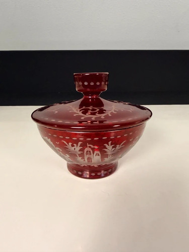 Rubinrote glas deckelschale - rubinrote,