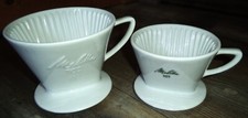 2 Vintage Melitta Porzellan Kaffeefilter:  101  3-Loch / 102  2-Loch, weiß