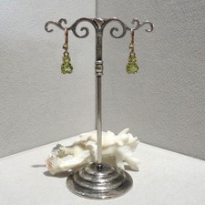 Peridot Ohrringe Edelstein Vintage Retro Sterling Silber  925/- antik vergoldet