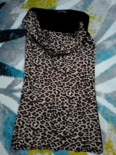 Long-Shirt-Top-Ärmellos-PRINT Leo 🐆,Wasserfallausschnitt-S-neu