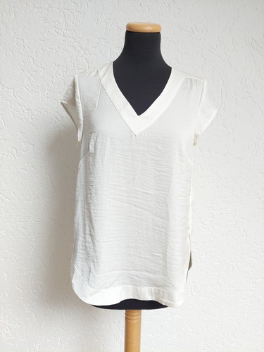 Weiße satin basic - weiße, bluse